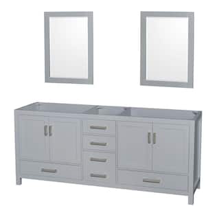 Sheffield 78.5 in. W x 21.5 in. D x 34.25 in. H Double Bath Vanity Cabinet without Top in Gray with 24" Mirrors