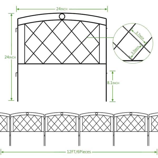 FENCY 24 in. Black Metal Decorative Outdoor Garden Border Fence HD