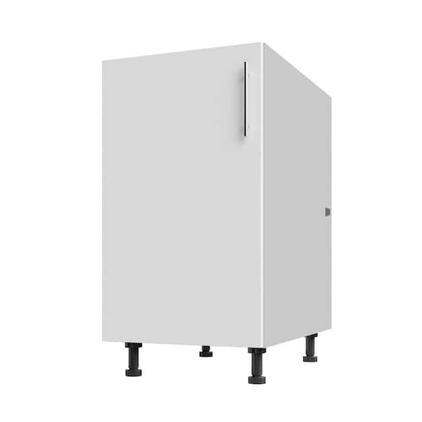 WeatherStrong Miami Shell White Matte 18 in. x 34.5 in. x 27 in. Flat Panel Stock Assembled Base Kitchen Cabinet Full Height