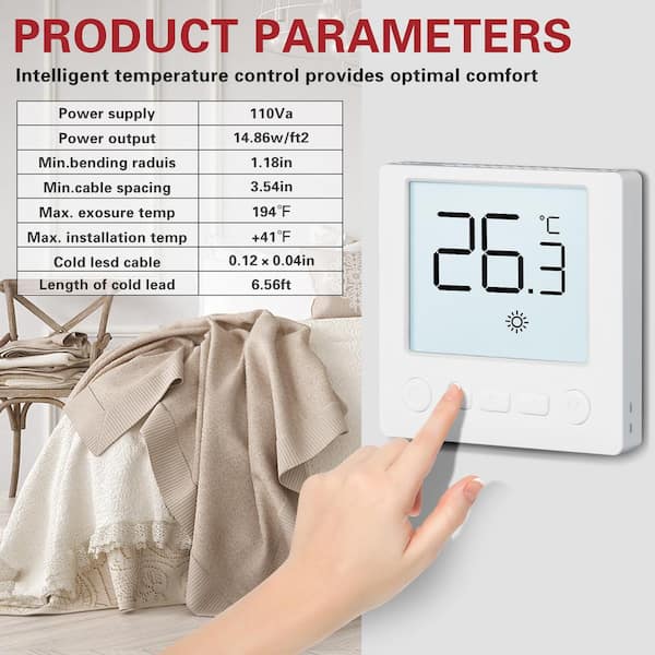 30 Sq.ft. Floor Heating Mat Electric Radiant Flooring Heated Warm System Floor Mat with Digital Floor Sensing Thermostat