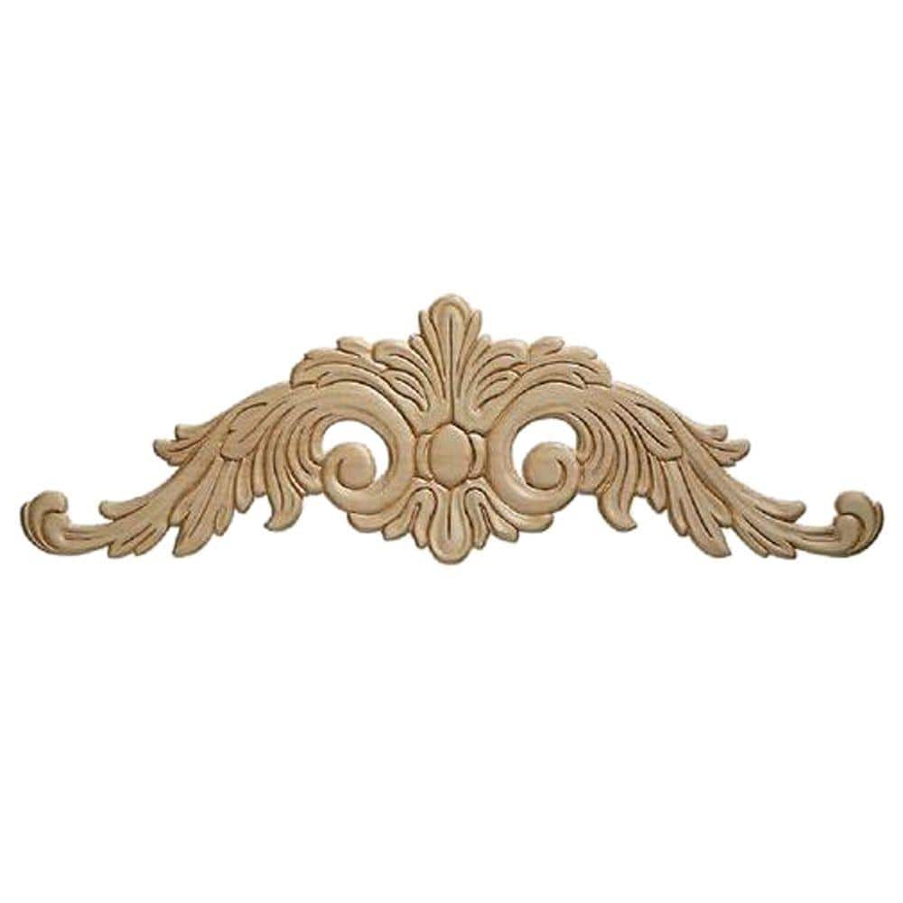 Unfinished Birch Wood Acanthus Scroll Onlay Ornament