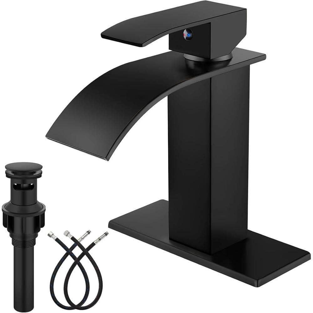 Single Handle Single Hole Bathroom Faucet with Deckplate Included in Matte Black price history on PriceWatchPro