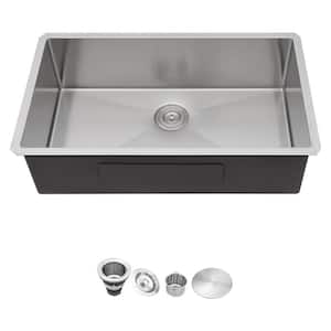 Xzkai 32 in. Undermount Single Bowls Stainless Steel Kitchen Sink