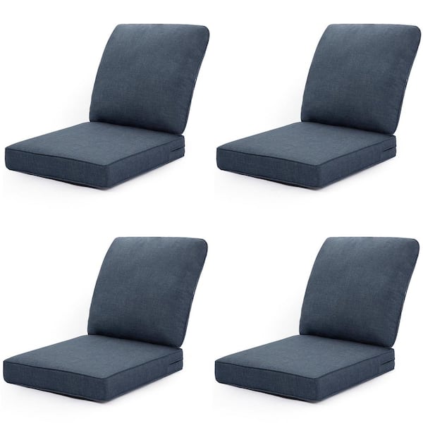 Zeus & Ruta 24 in. x 24 in. 4-Pieces Outdoor Dining Chair Cushion with Back in Navy Blue