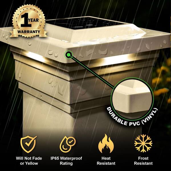 thumbnail image 2 of 8-Pack Solar Post Cap Lights For 5x5 Vinyl Fence Decks – Black/Copper/White, Dusk To Dawn 2 of 4