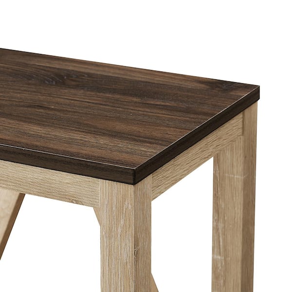 Welwick Designs Narrow A Frame Side Table - Dark Walnut/White Oak