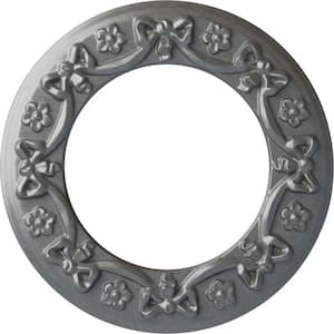 7/8 in. x 12-1/4 in. x 12-1/4 in. Polyurethane Ribbon with Bow Ceiling Medallion, Platinum