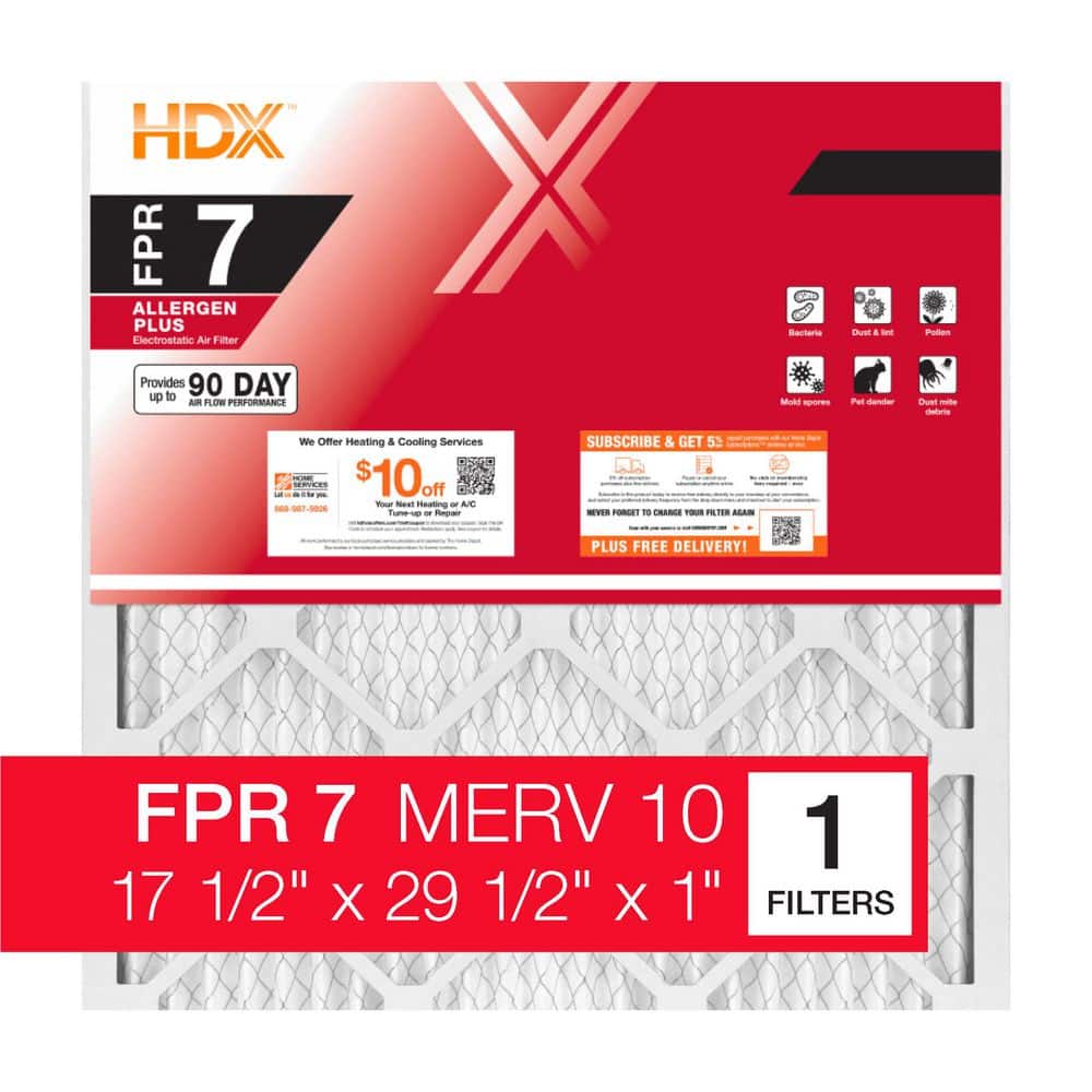 17.5 in. x 29.5 in. x 1 in. Allergen Plus Pleated Air Filter FPR 7, MERV 10 price history on PriceWatchPro