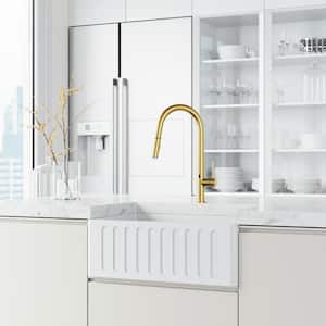 Greenwich Single-Handle Pull-Down Sprayer Kitchen Faucet with Touchless Sensor in Matte Brushed Gold