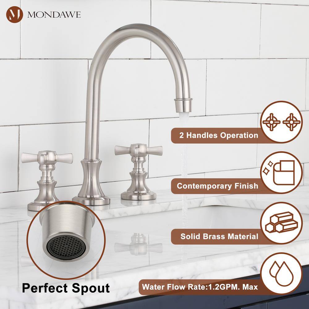 Brushed Nickel 8" Widespread 2-Handle Bathroom Faucet