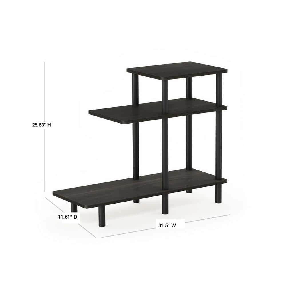 Espresso Rustic Wood 3-Tier Multifunction End Table