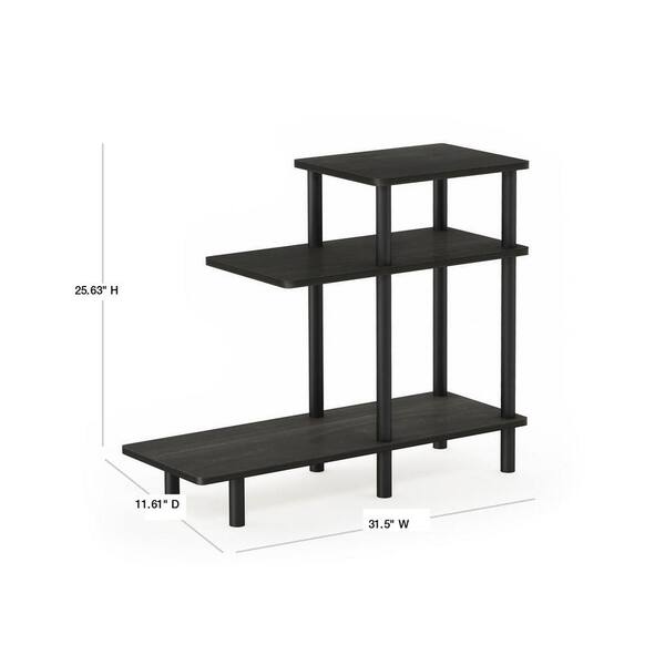 Furinno Turn-N-Tube Espresso 3-Tier Sofa Side Table 18127EX/BK