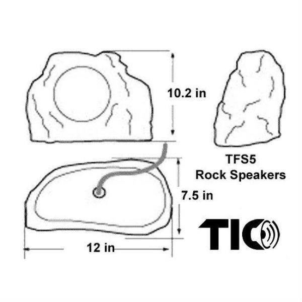 Pair TIC TFS5-WG 6.5 Outdoor Weather-Resistant Rock Speakers White Granite 