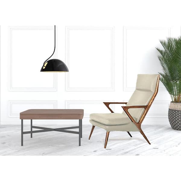 HomeRoots Beige Armchair Set of 1 with With Ottoman