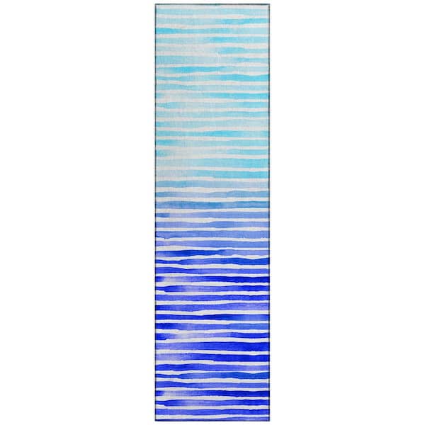 Addison Rugs Surfside 2 ft. 3 in. x 7 ft. 6 in. Blue Geometric Indoor/Outdoor Area Rug
