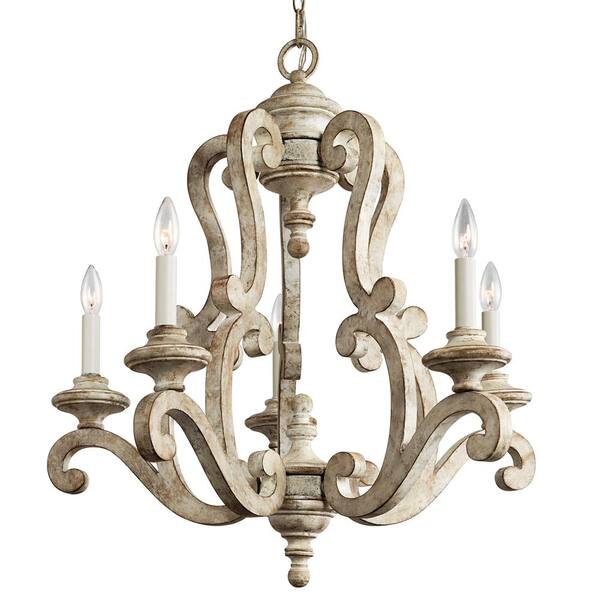 Kichler Hayman Bay 5-Light Distressed Off-white Farmhouse Chandelier
