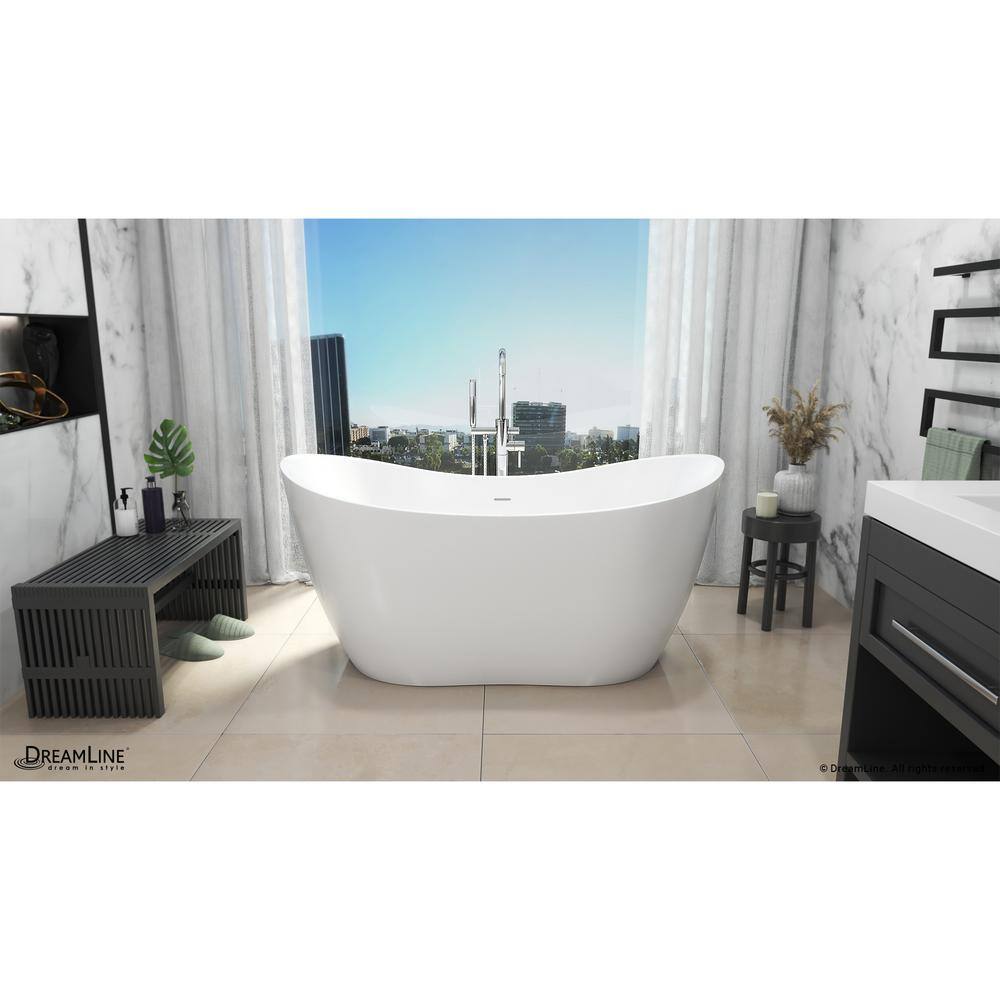 Nile 71'' White Acrylic Double Slipper Freestanding Bathtub