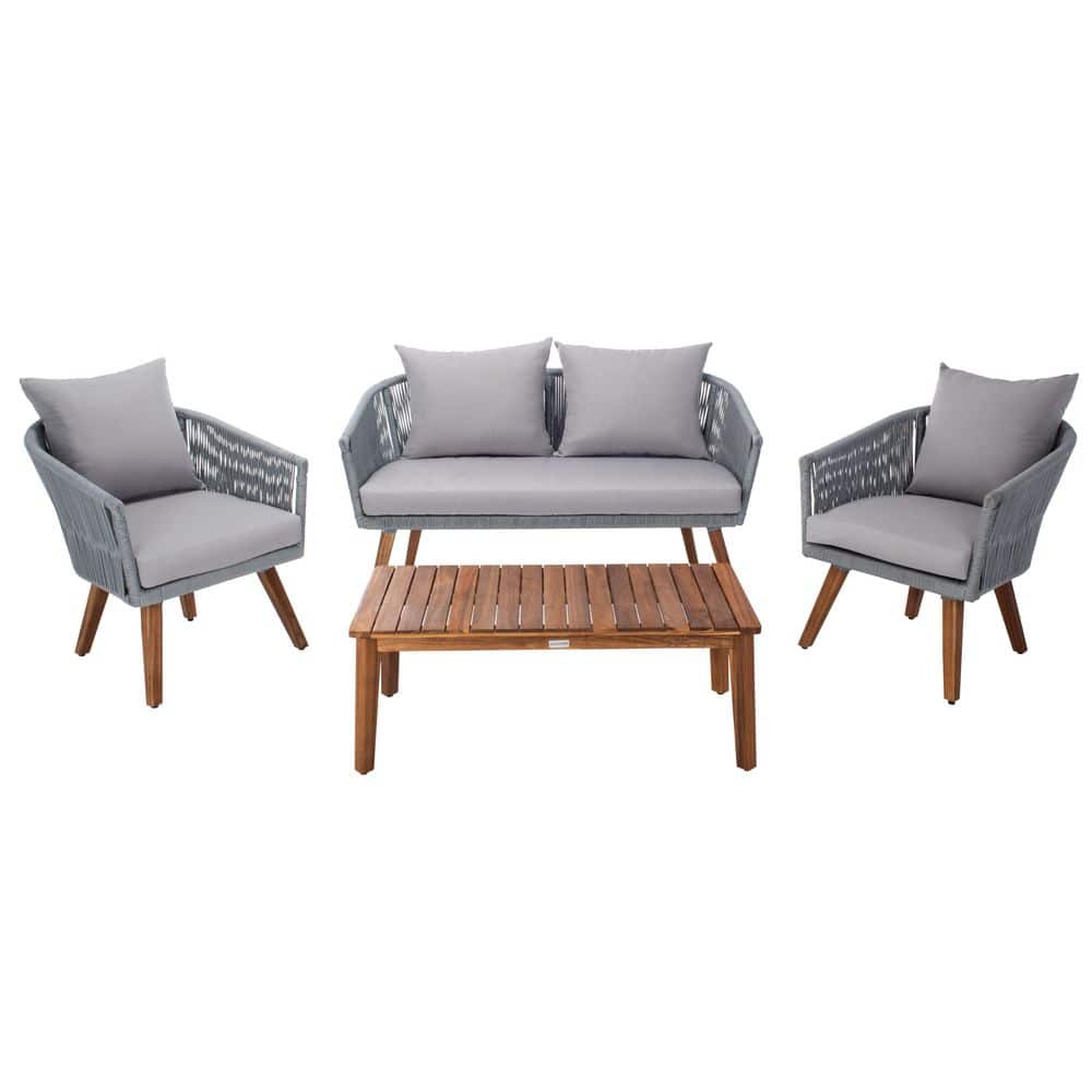 Velso Gray 4-Piece Wood Patio Conversation Set with Gray Cushions price history on PriceWatchPro