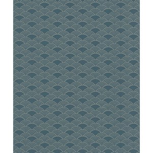 Rapin Dark Green Wave Paper Strippable Roll (Covers 56.4 sq. ft.)