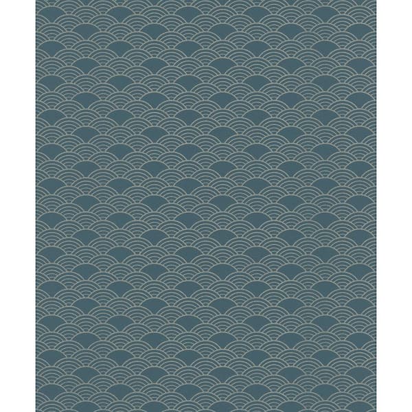 rasch Rapin Dark Green Wave Paper Strippable Roll (Covers 56.4 sq. ft.)