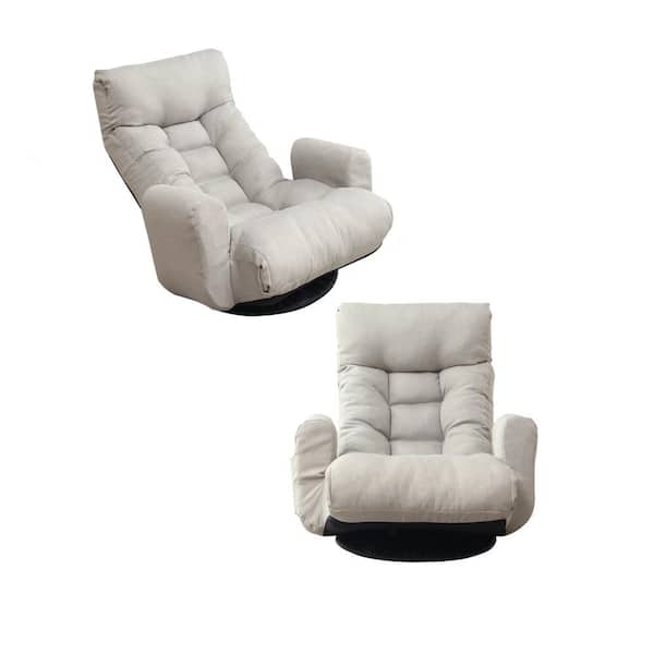 STICKON Cement Grey Linen 360° Rotatable Reclining Chair (Set of 1)