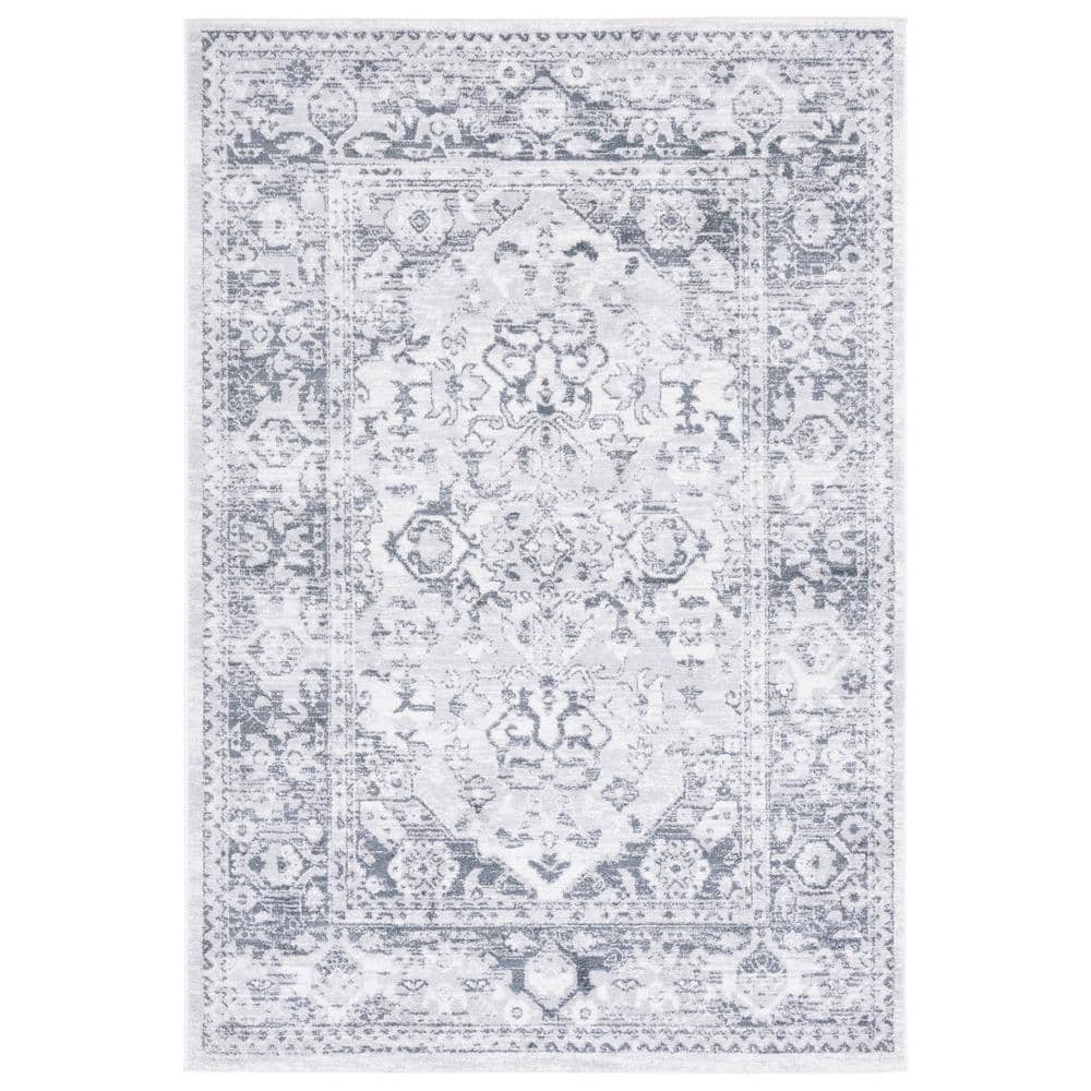 Gray Abstract 8' x 10' Synthetic Easy Care Rug