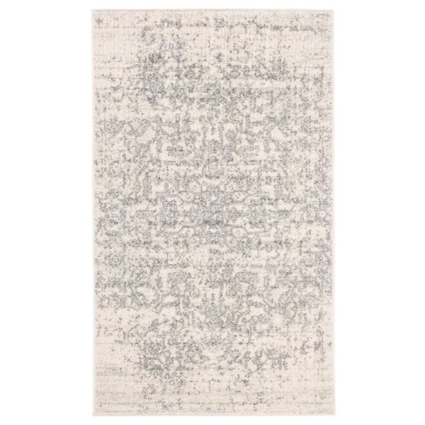 SAFAVIEH Madison Silver/Ivory Doormat 3 ft. x 5 ft. Distressed Border Area Rug