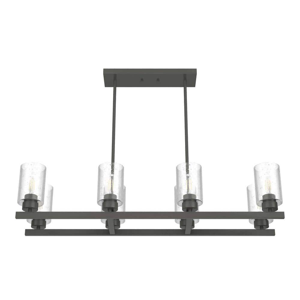 Noble Bronze 40" Linear Chandelier with Seeded Glass