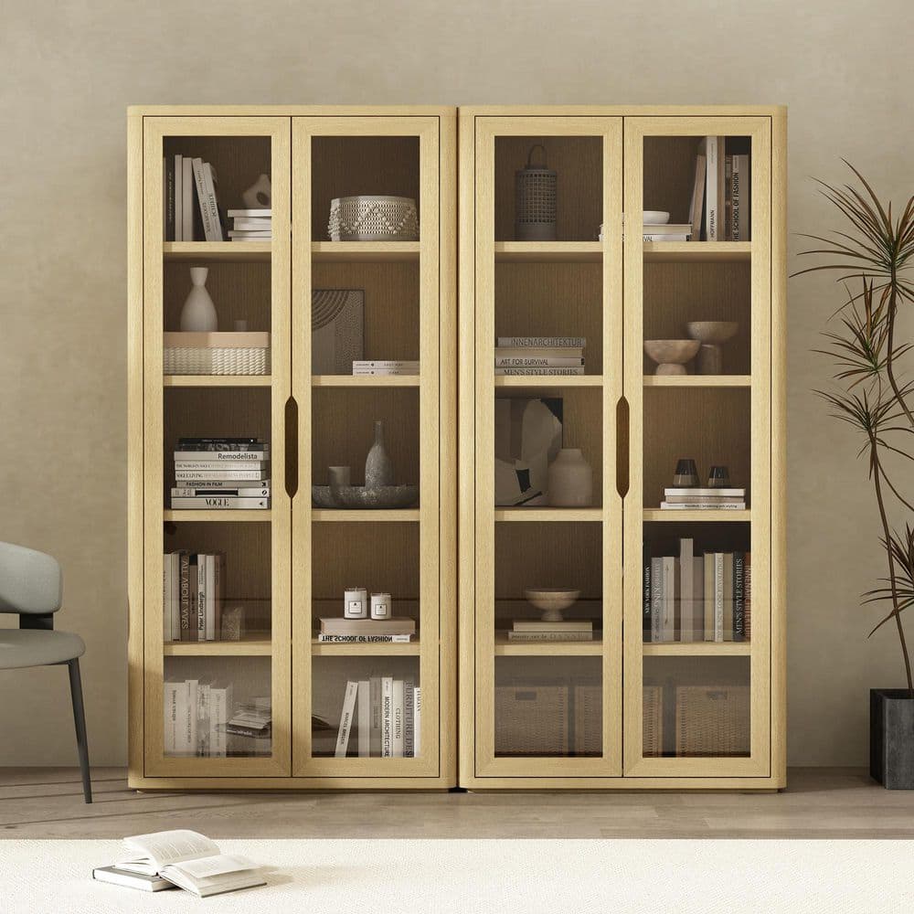 Standard Bookcases Manhattan Comfort Rivington 79 in. Tall Modern Natural Oak Composite ...