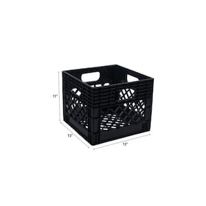 11 in. x 13 in. x 13 in. Black Milk Crate