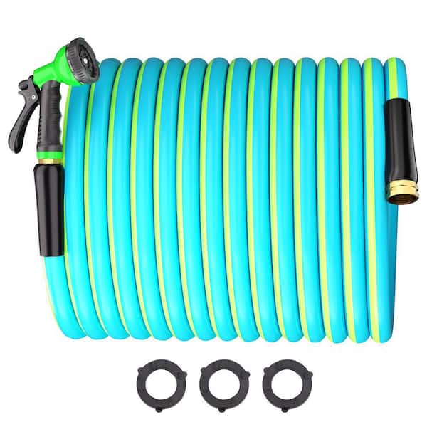 5/8 in. x 100 ft. Heavy-Duty PVC Garden Hose with 10-Pattern Nozzle, Durable and Kink-Resistant