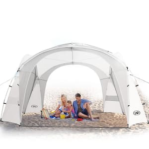 10 ft. x 10 ft. Pop-Up Canopy UPF50+ Tent with Side Wall Ground Pegs and Stability Poles Sun Shelter White
