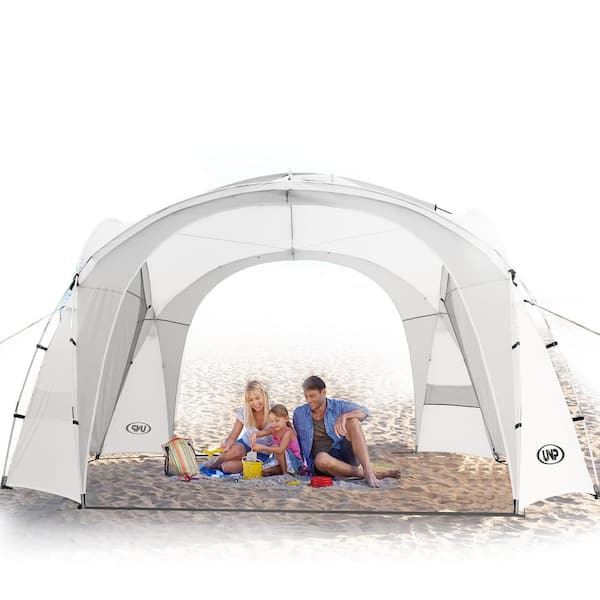 Unbranded 10 ft. x 10 ft. Pop-Up Canopy UPF50+ Tent with Side Wall Ground Pegs and Stability Poles Sun Shelter White