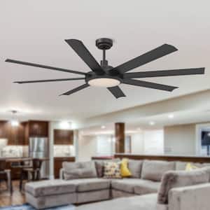 Kaitylyn 60 in. Indoor/Outdoor Black Downrod Mount LED Chandelier Ceiling Fan with Light and Remote