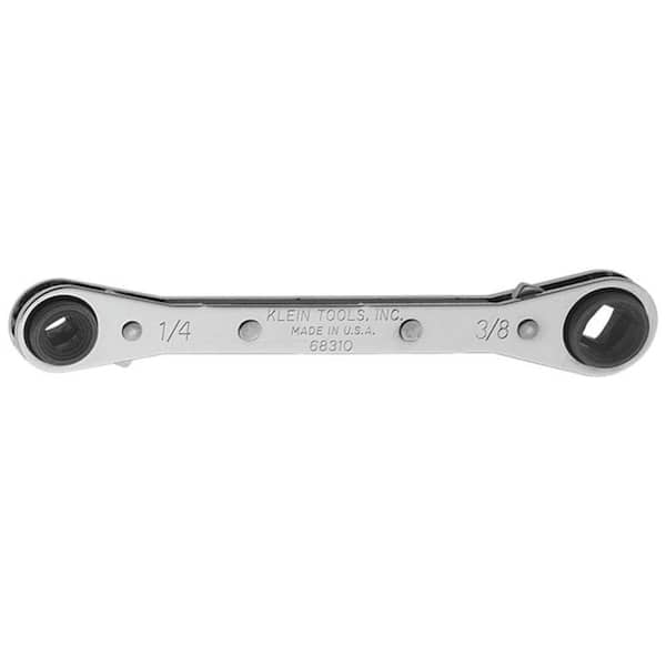 Klein Tools 3/16 in. & 5/16 in. Square x 1/4 in. & 3/8 in. Square Ratcheting Refrigeration Wrench