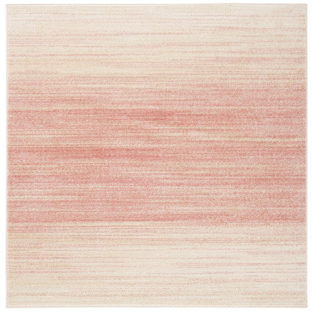 Adirondack Pink and Ivory 6' Square Synthetic Area Rug