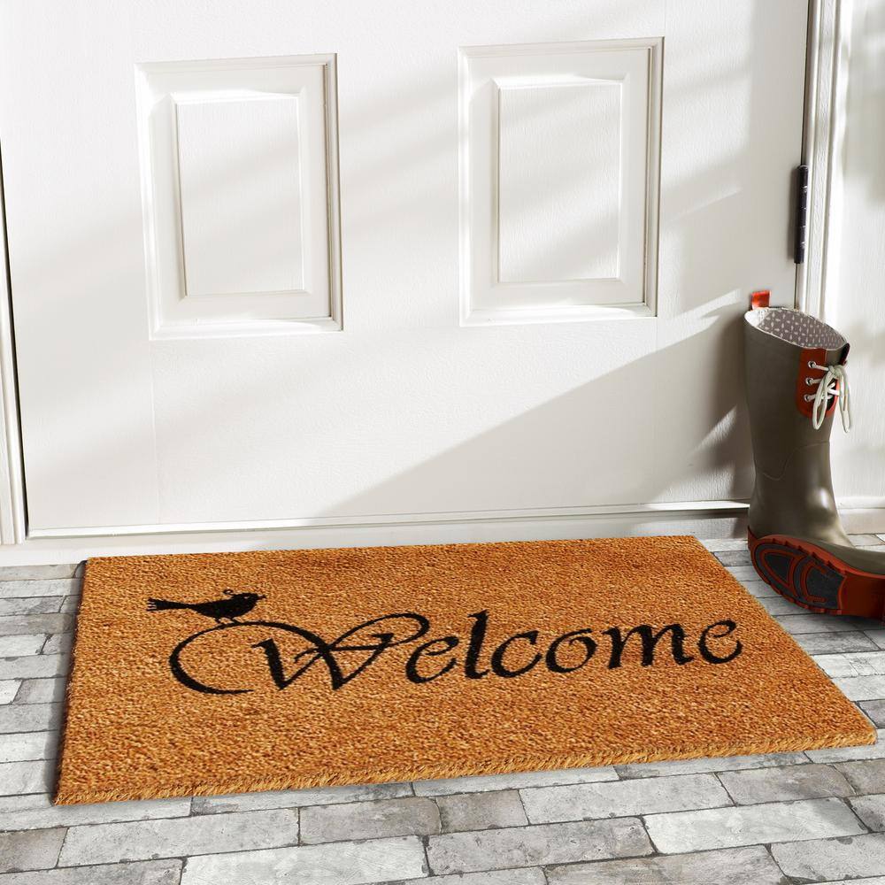 Natural Coir Rectangular Welcome Outdoor Doormat 17" x 29"