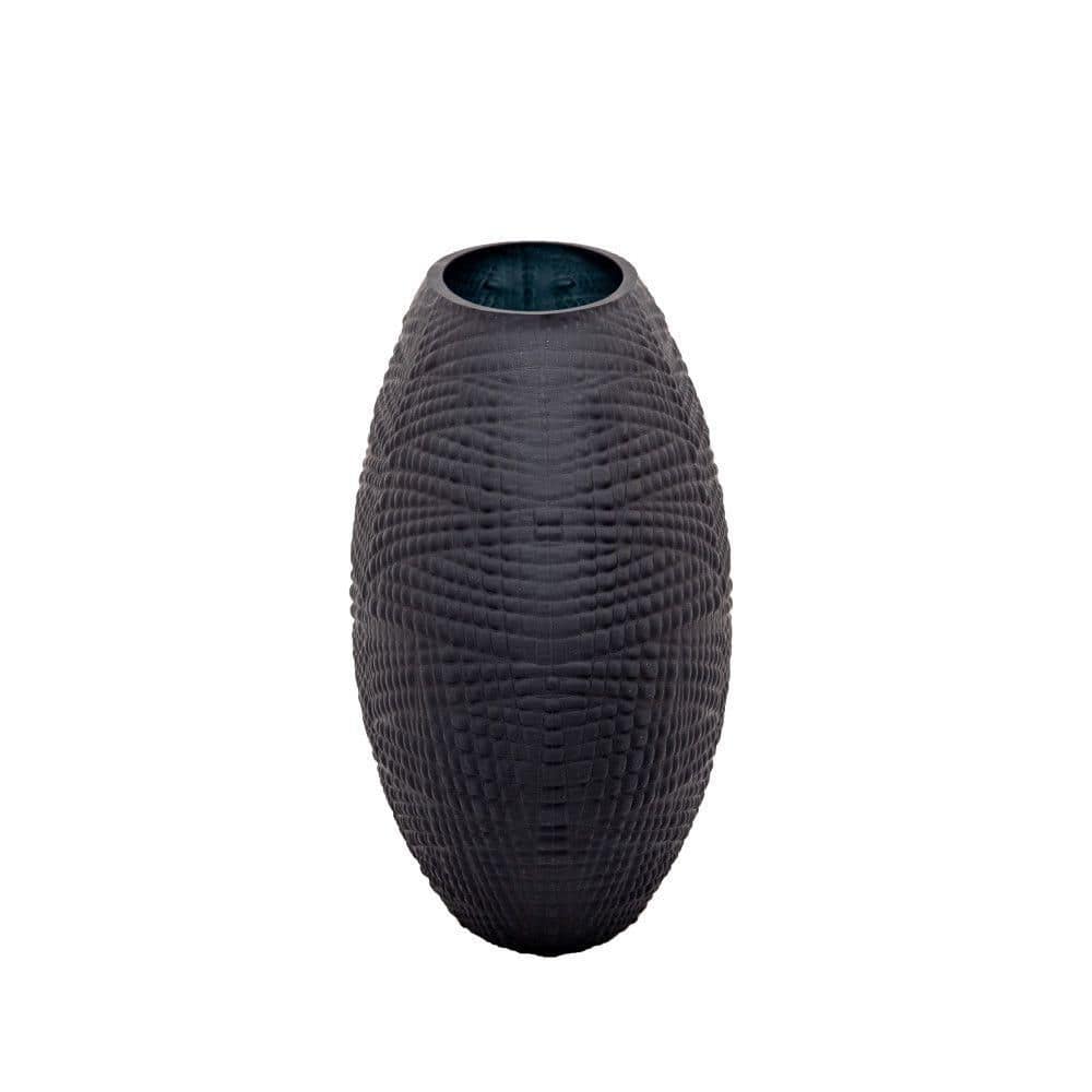 Black Textured Glass 8" Vase for Table Centerpieces