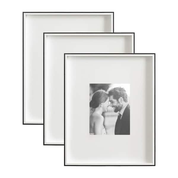 Kate and Laurel Gibson 16 in. x 20 in. matted to 8 in. x 10 in. White/Black Picture Frame (Set of 3)