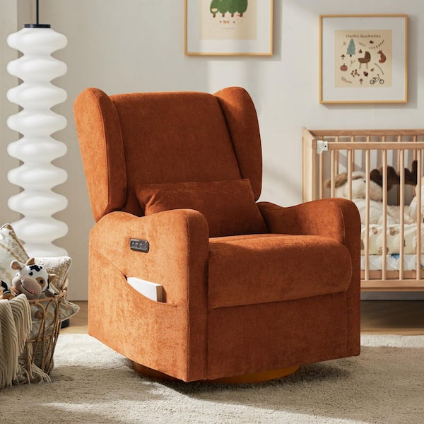 Renato Rooibos 29.5 in. W Modern Swivel Glider Recliner with Built-in Nightlight