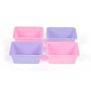 3.0 Gal. Plastic Small Storage Bins in Pink and Purple (Set of 4)