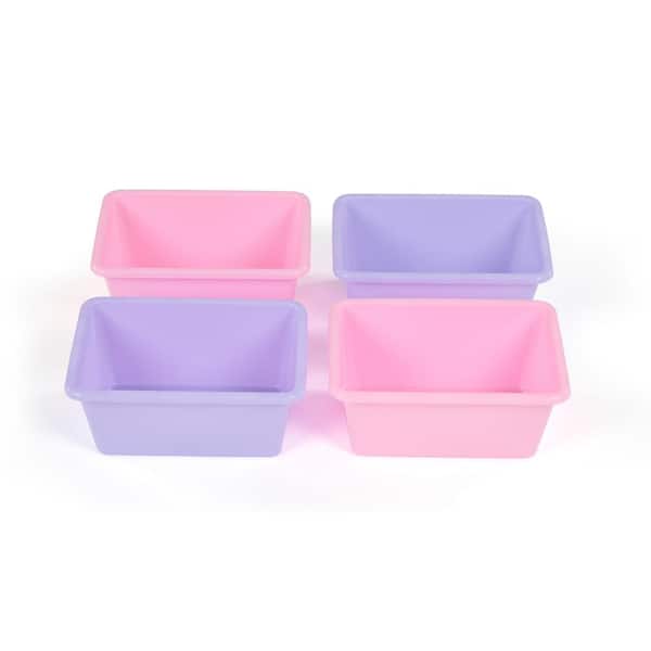 Tot Tutors 3.0 Gal. Plastic Small Storage Bins in Pink and Purple (Set of 4)