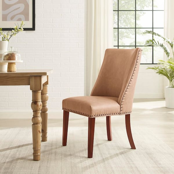Trapp Espresso and Tan Faux Leather Dining Side Chair (Set of 2)