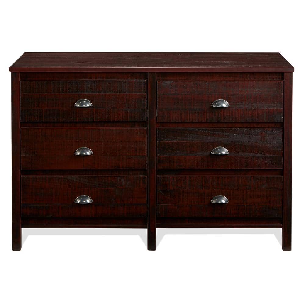 Farmhouse Walnut Double Dresser with Felt-Lined Drawers