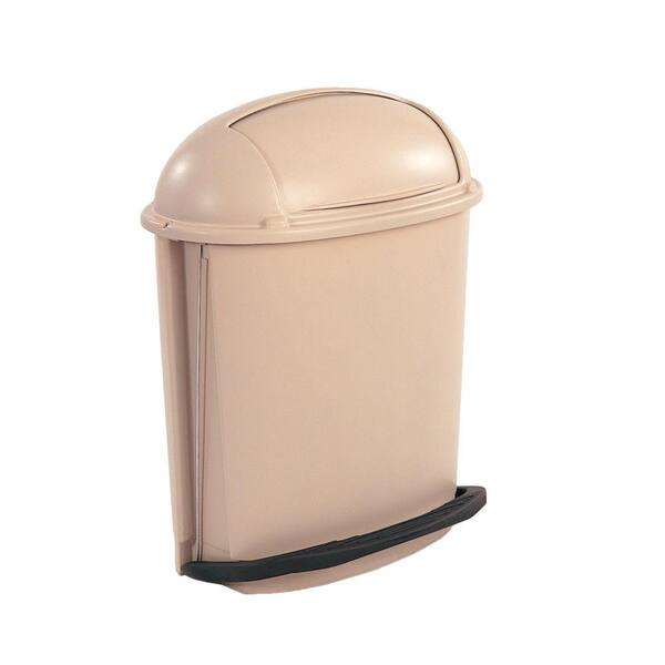 Rubbermaid Commercial Products 14.5 Gal. Beige Hands-Free Pedal Roll Top Trash Can