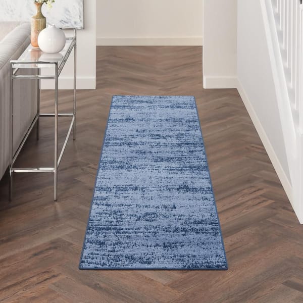Nourison Essentials Denim 2 ft. x 6 ft. Abstract Contemporary Runner Area Rug