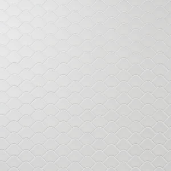 Ivy Hill Tile Waterhouse White 12.55 in. x 13.18 in. Matte Glass Wall Fishscale Mosaic Tile (1.14 sq. ft./Each)