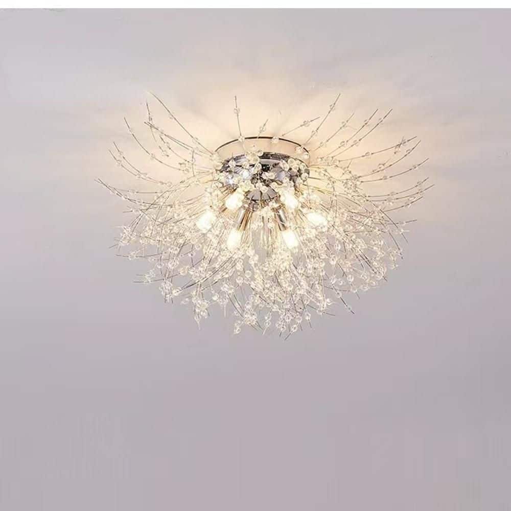 23.62 in. 6-Light Modern Silver Firework Crystal Semi-Flush Mount Ceiling Light with No Bulbs Included price history on PriceWatchPro