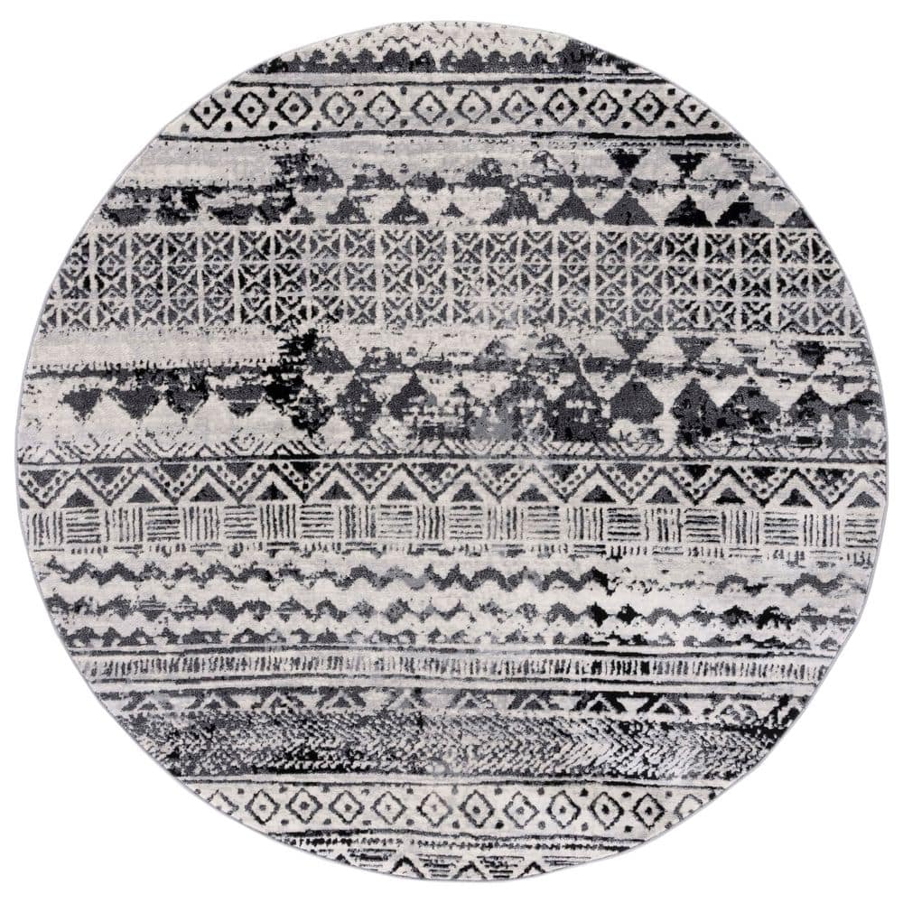 Brentwood 7 ft. x 7 ft. Black/Ivory Distressed Striped Round Area Rug price history on PriceWatchPro