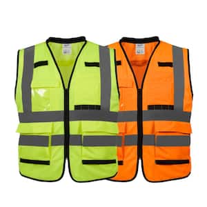 Performance 2X- Large/3X-Large Orange Class 2-High Visibility Safety Vest with 15 Pockets